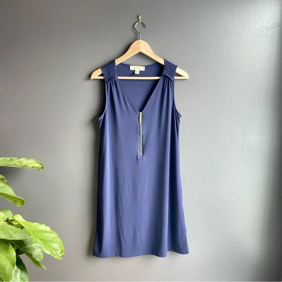 MICHAEL Michael Kors | Dresses | Michael Michael Kors Womens Navy Blue Dress  With Gold Zipper | Poshmark